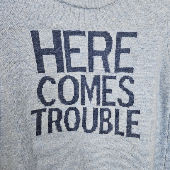 Trotters London Here Comes Trouble Wool Jumper Sweater, Blue Size 8-9 - Picture 5 of 10